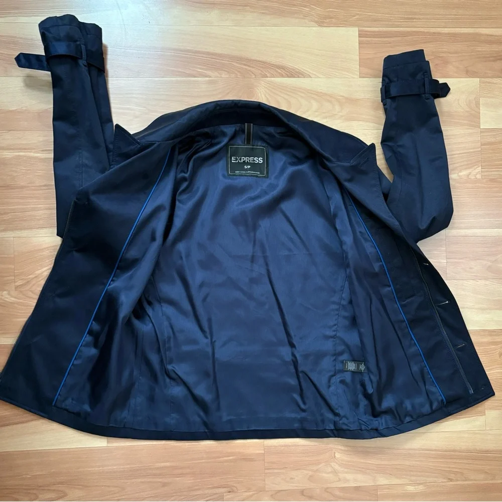 Express Navy Cotton Blend Military Blazer Jacket Size Small Business Casual Prep